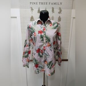 Napapijri Floral Tropical Popover Button Down Shirt Pink Small